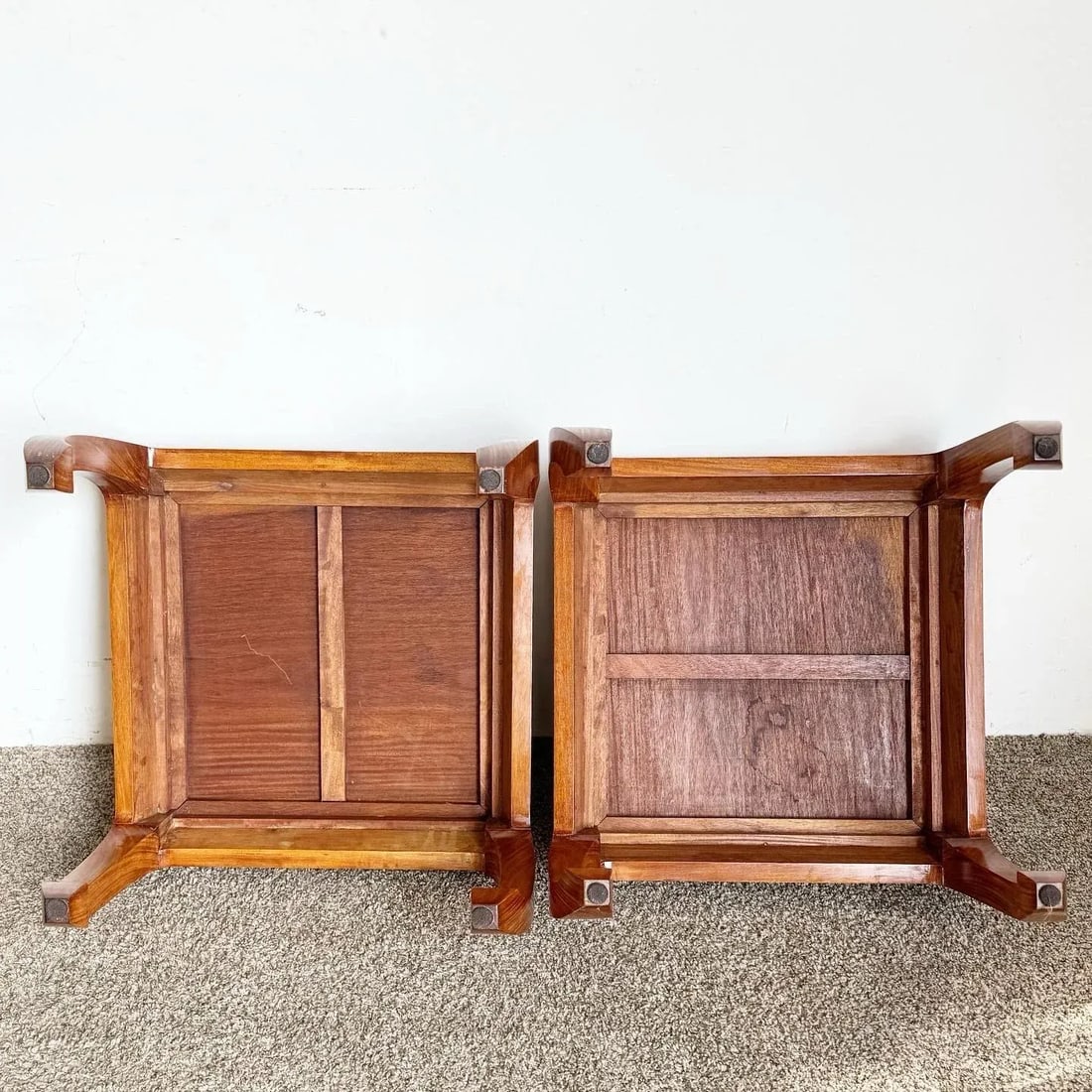 Chinoiserie Ming Style Wooden Side Tables - a Pair - 4