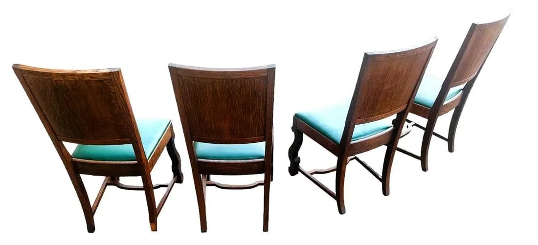 Antique Oak Hacienda Style Chairs - Set of 4 - 9