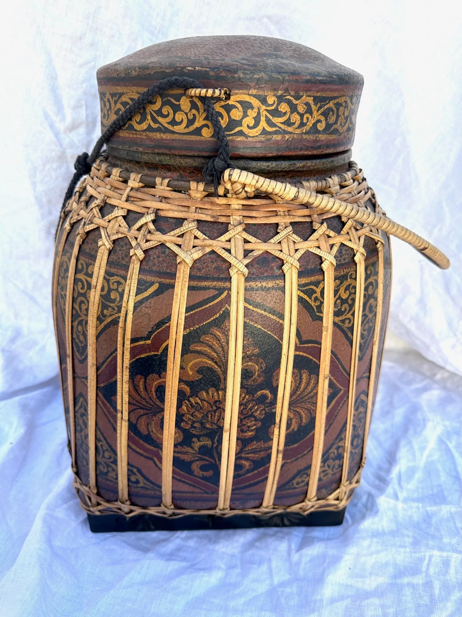 Vintage Thai Bamboo Rice Basket/Box - 5