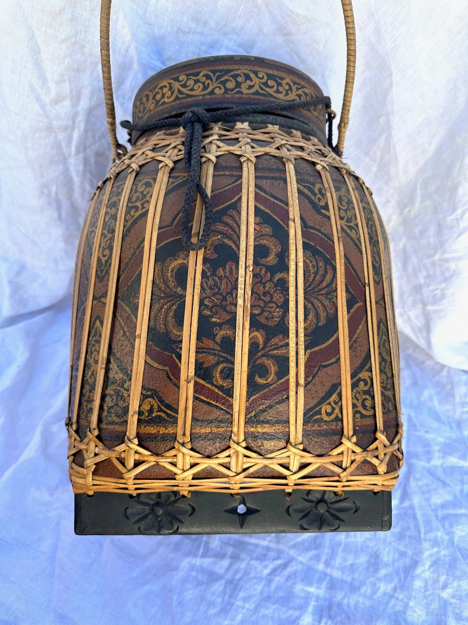 Vintage Thai Bamboo Rice Basket/Box - 8