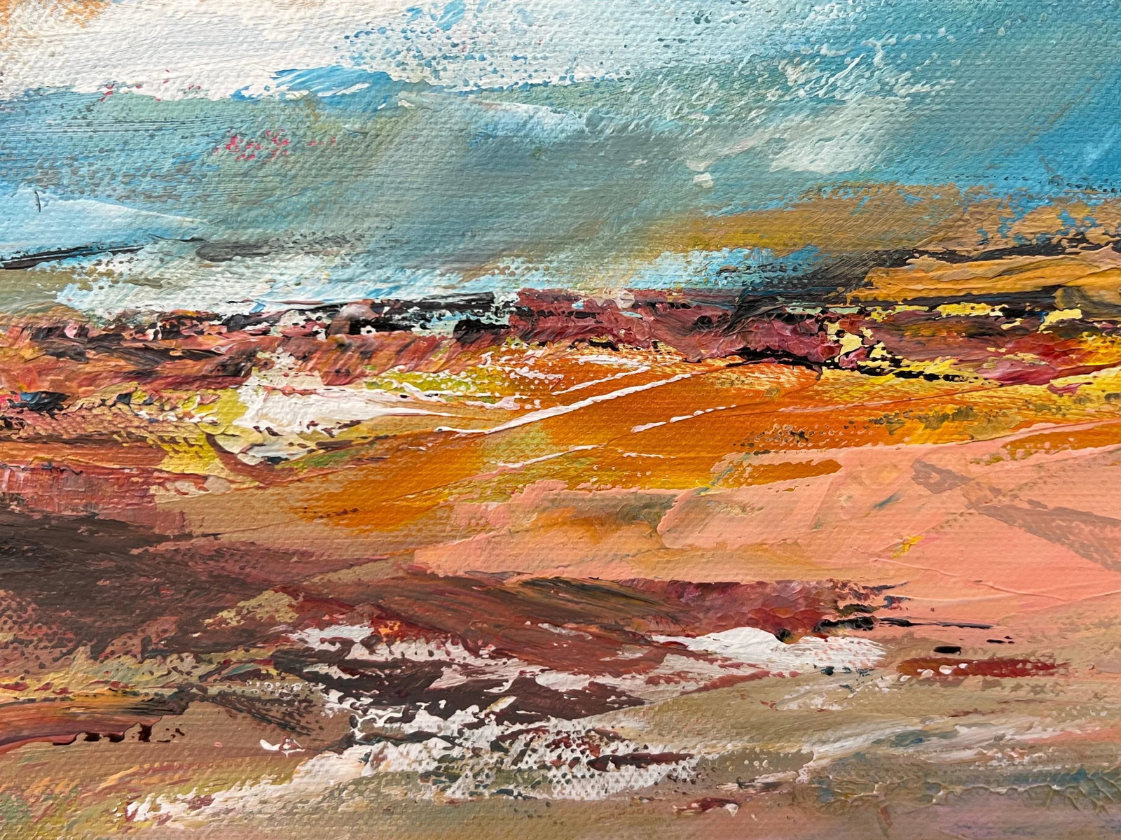 Colourful Expressive Abstract Seascape Landscape Painting Using Earthy Tones - 10