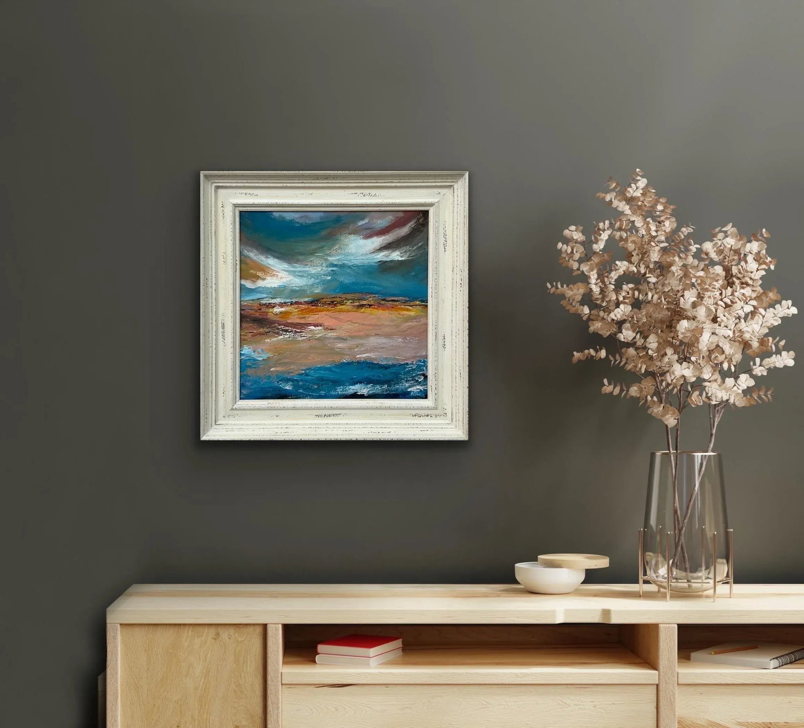 Colourful Expressive Abstract Seascape Landscape Painting Using Earthy Tones - 2