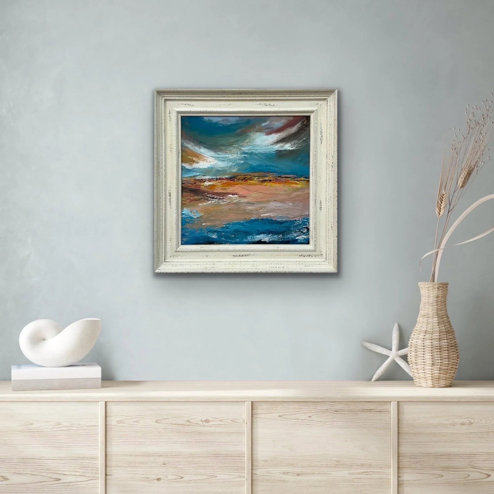 Colourful Expressive Abstract Seascape Landscape Painting Using Earthy Tones - 3