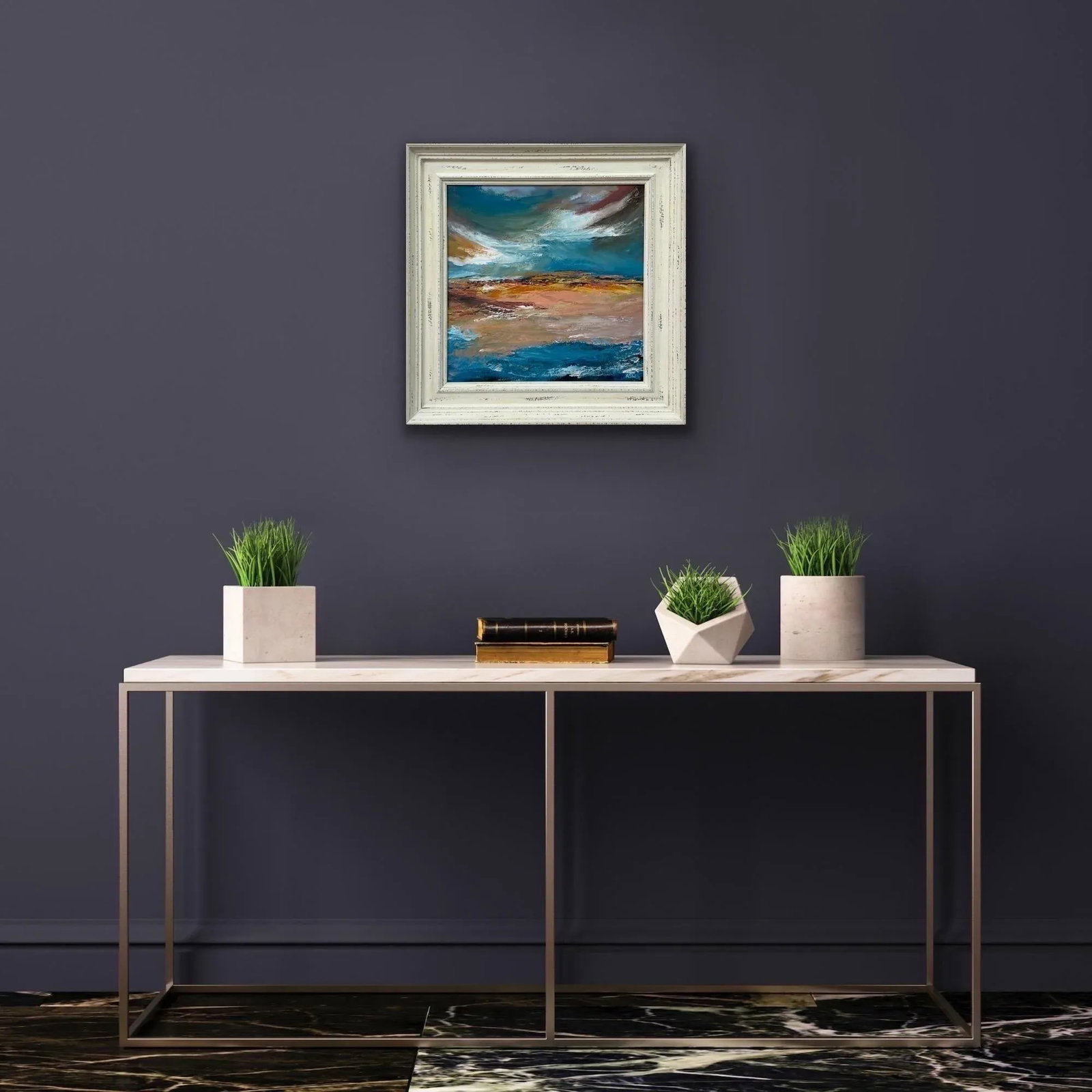 Colourful Expressive Abstract Seascape Landscape Painting Using Earthy Tones - 4