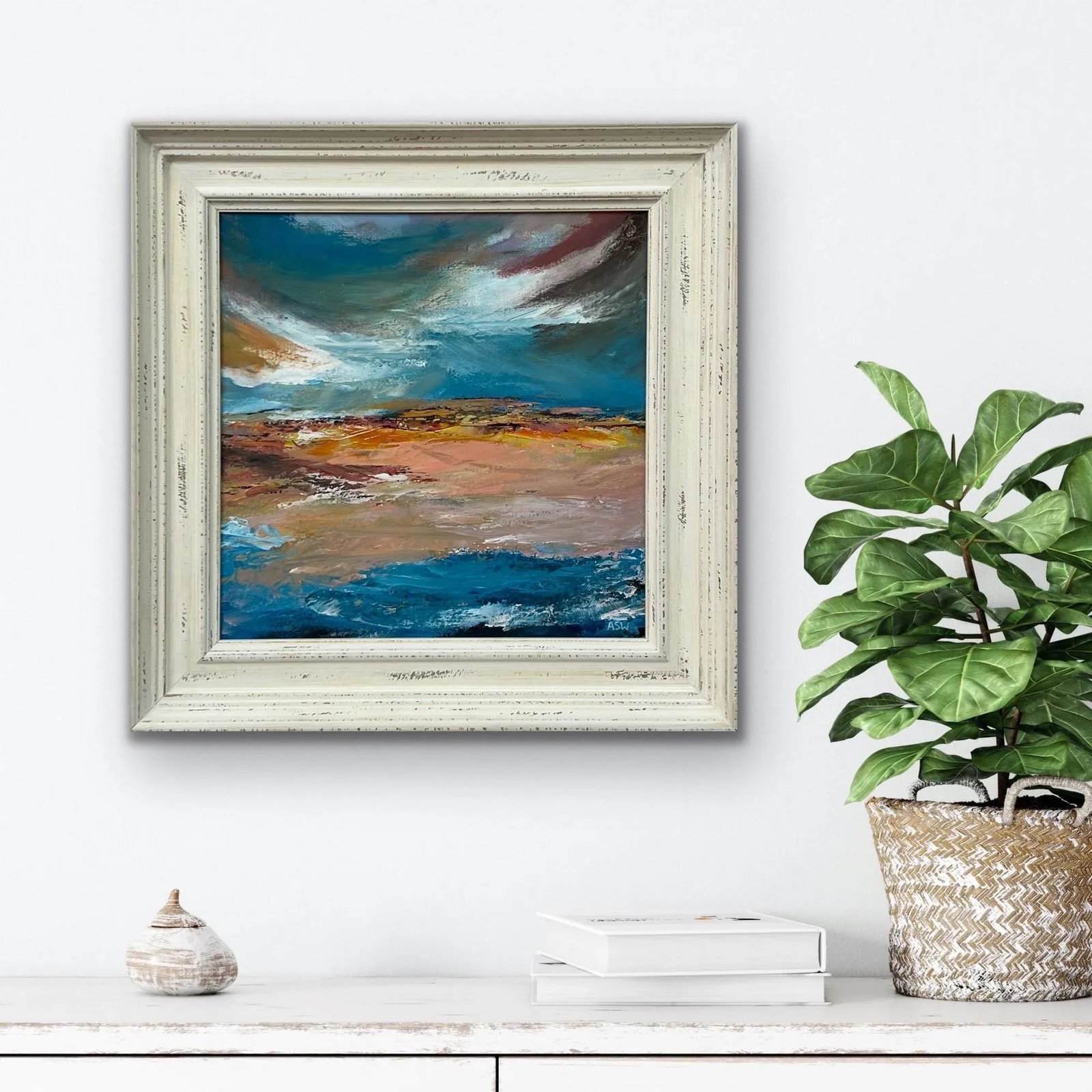 Colourful Expressive Abstract Seascape Landscape Painting Using Earthy Tones - 5