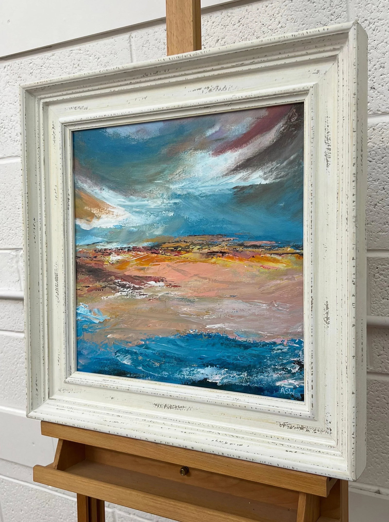 Colourful Expressive Abstract Seascape Landscape Painting Using Earthy Tones - 8