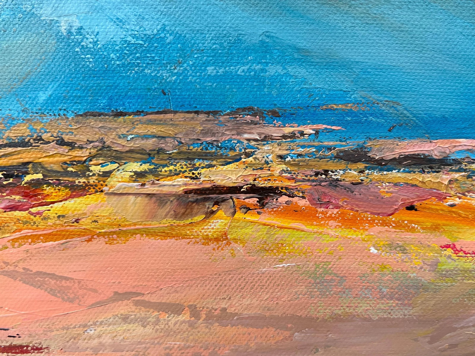 Colourful Expressive Abstract Seascape Landscape Painting Using Earthy Tones - 9