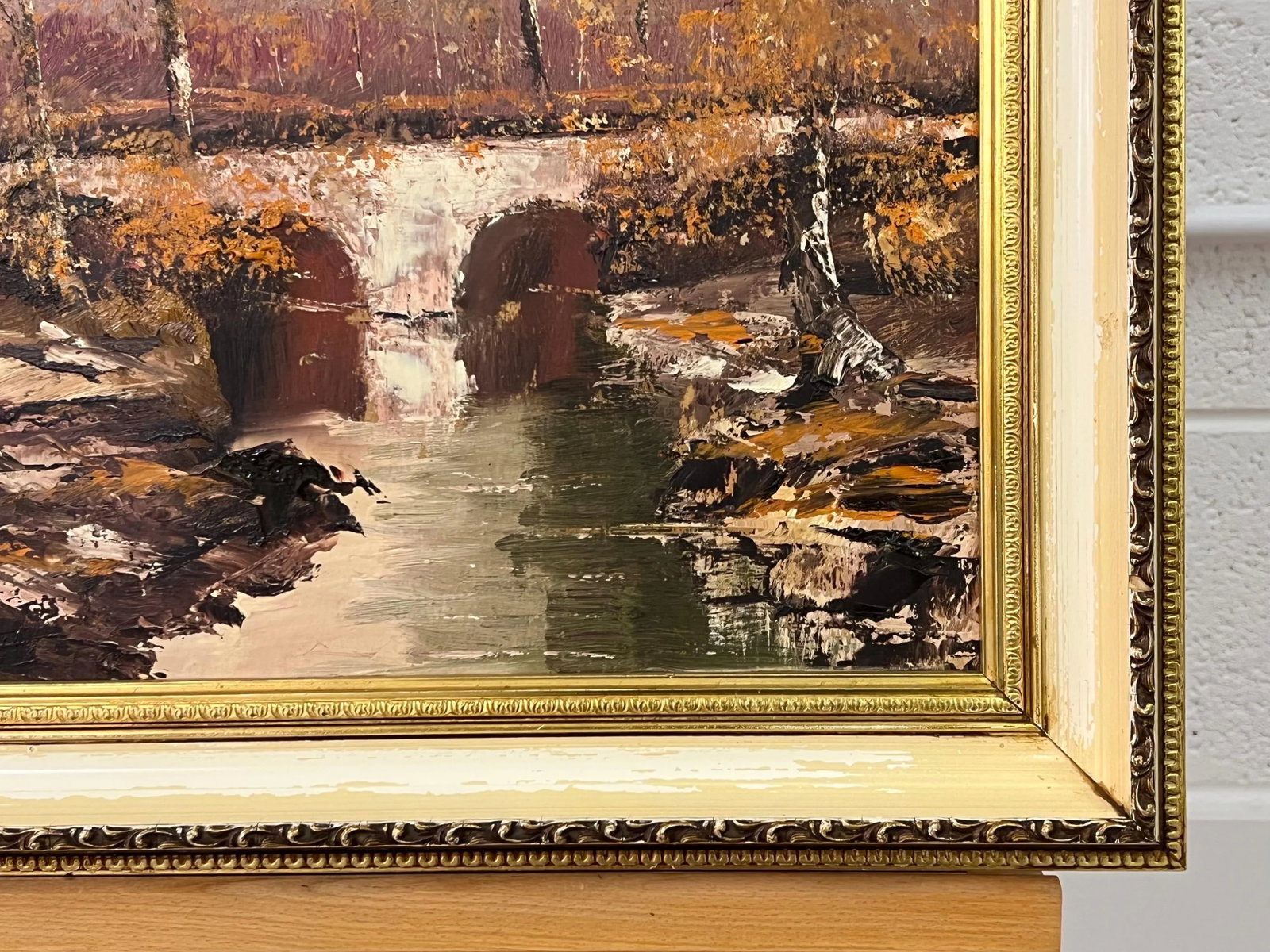 Original Impasto Oil Painting Art of an Autumnal River Landscape by Irish Artist, 1985 - 6