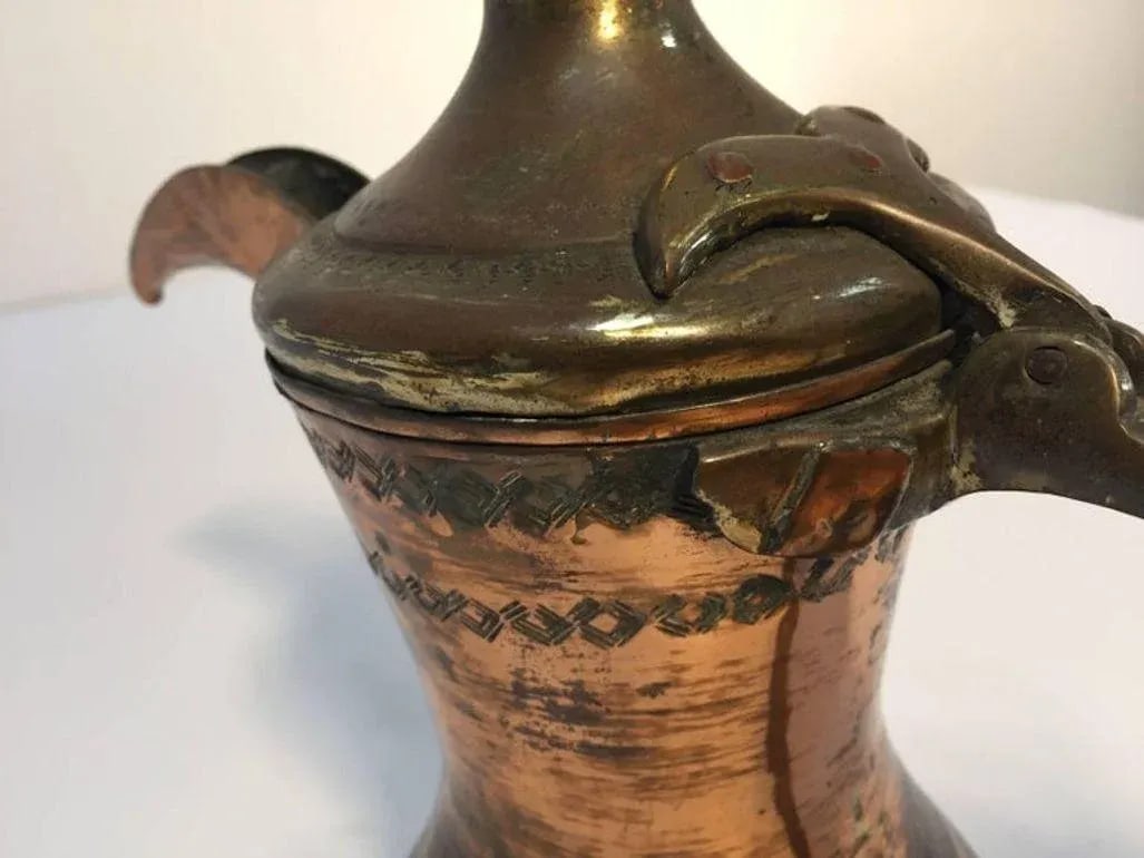 Middle Eastern Antique Dallah Arabic Copper Coffee Pot - 10