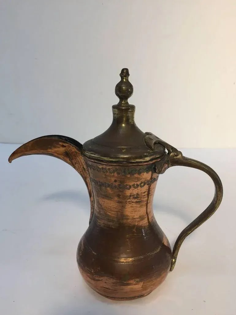 Middle Eastern Antique Dallah Arabic Copper Coffee Pot - 2