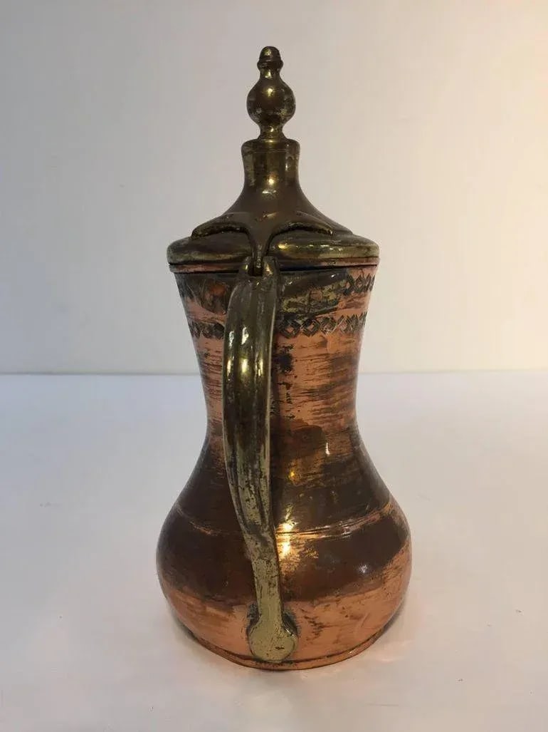 Middle Eastern Antique Dallah Arabic Copper Coffee Pot - 4