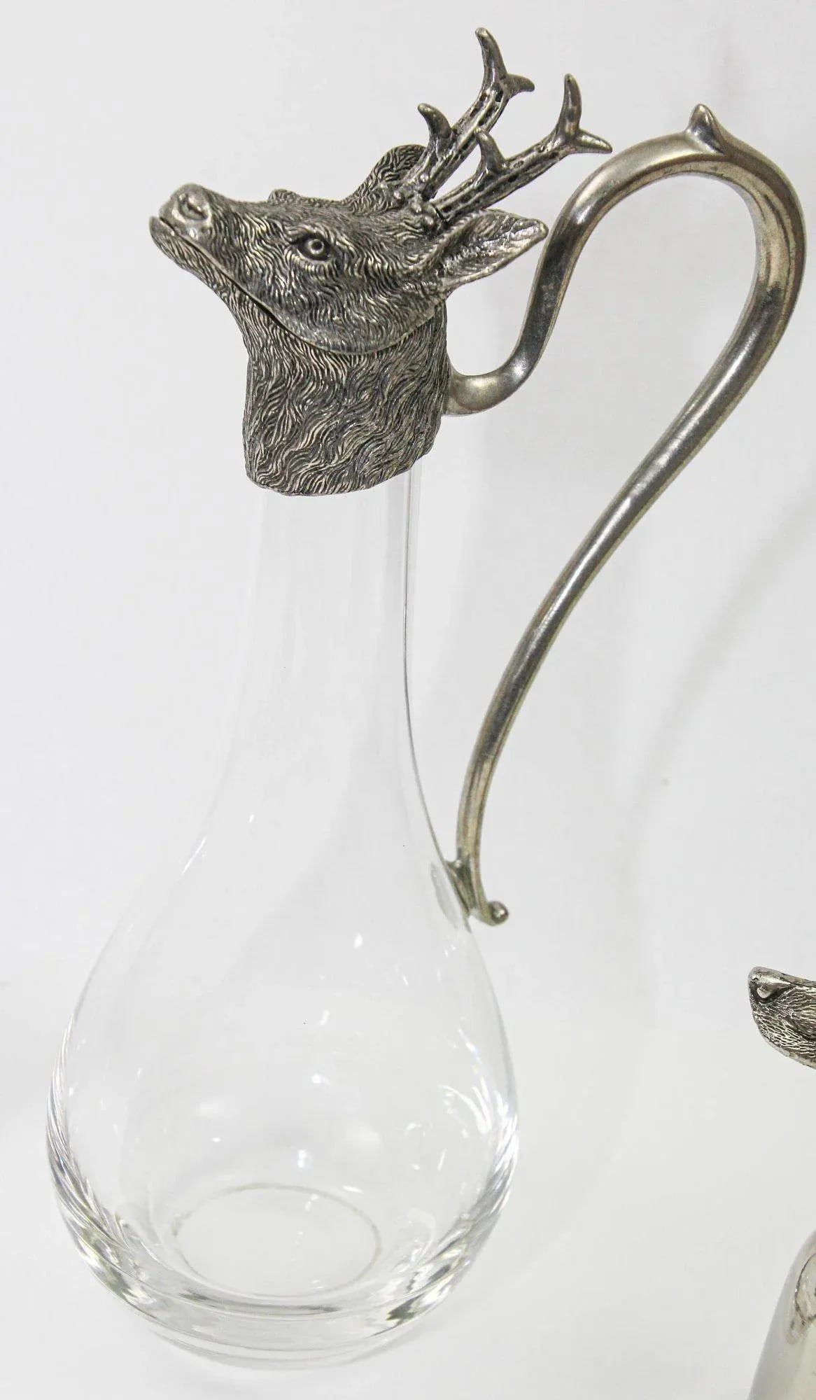 Set of 6 Silver Stirrup Cups Goblets Animal Heads With Wine Decanter Italy 1970s - 7