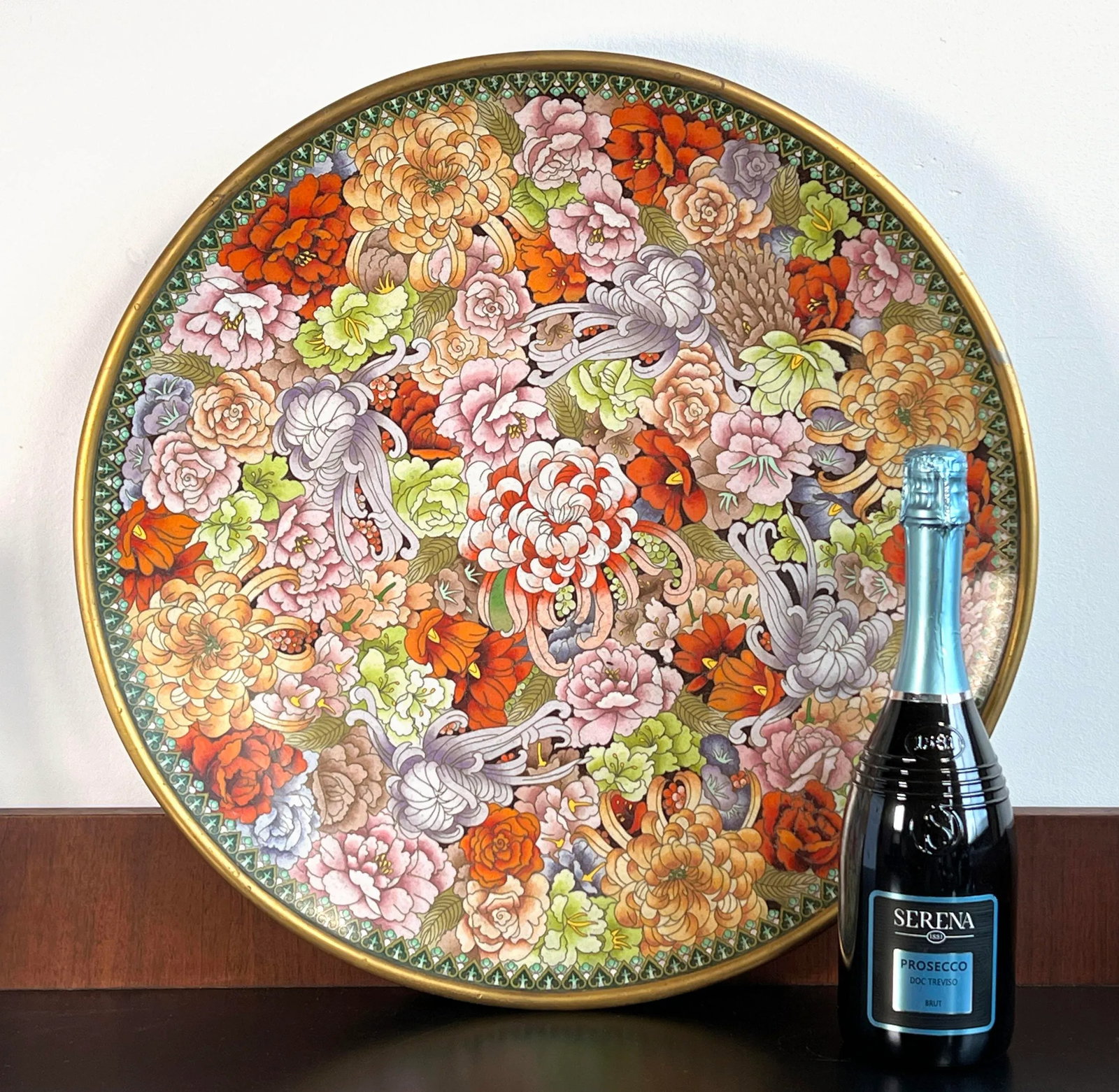 Monumental Antique 1920's Chinese Imperial Cloisonne Serving Tray / Charger - 2