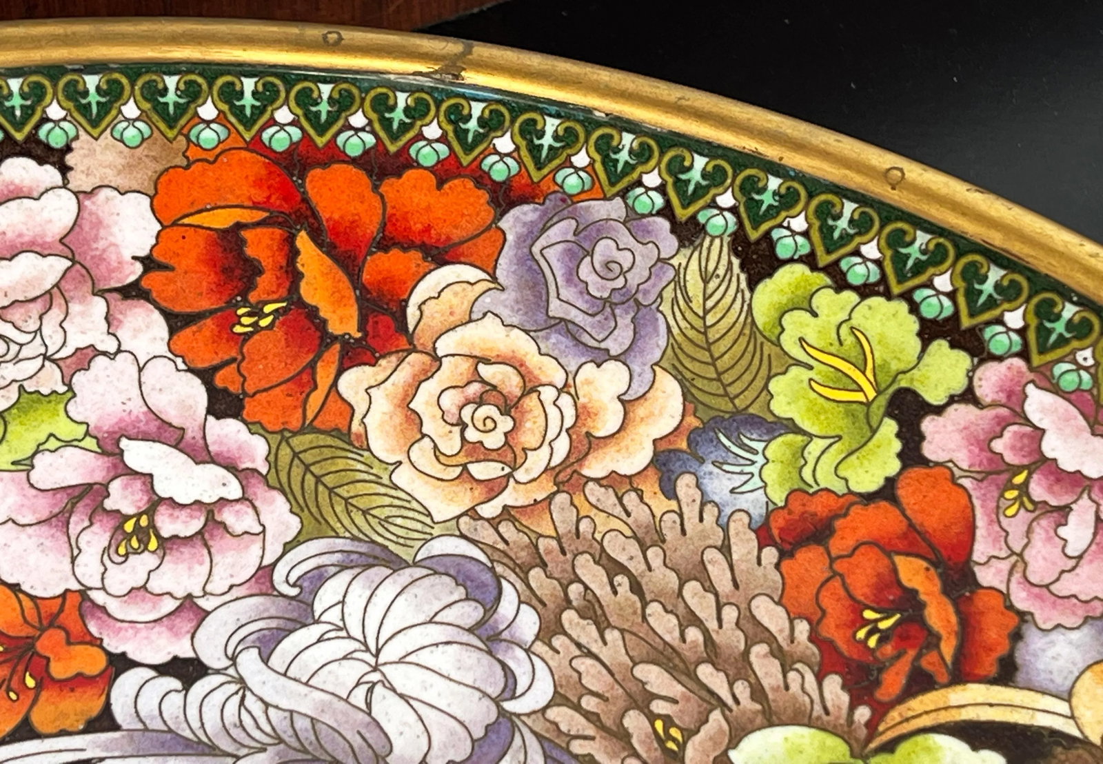 Monumental Antique 1920's Chinese Imperial Cloisonne Serving Tray / Charger - 6