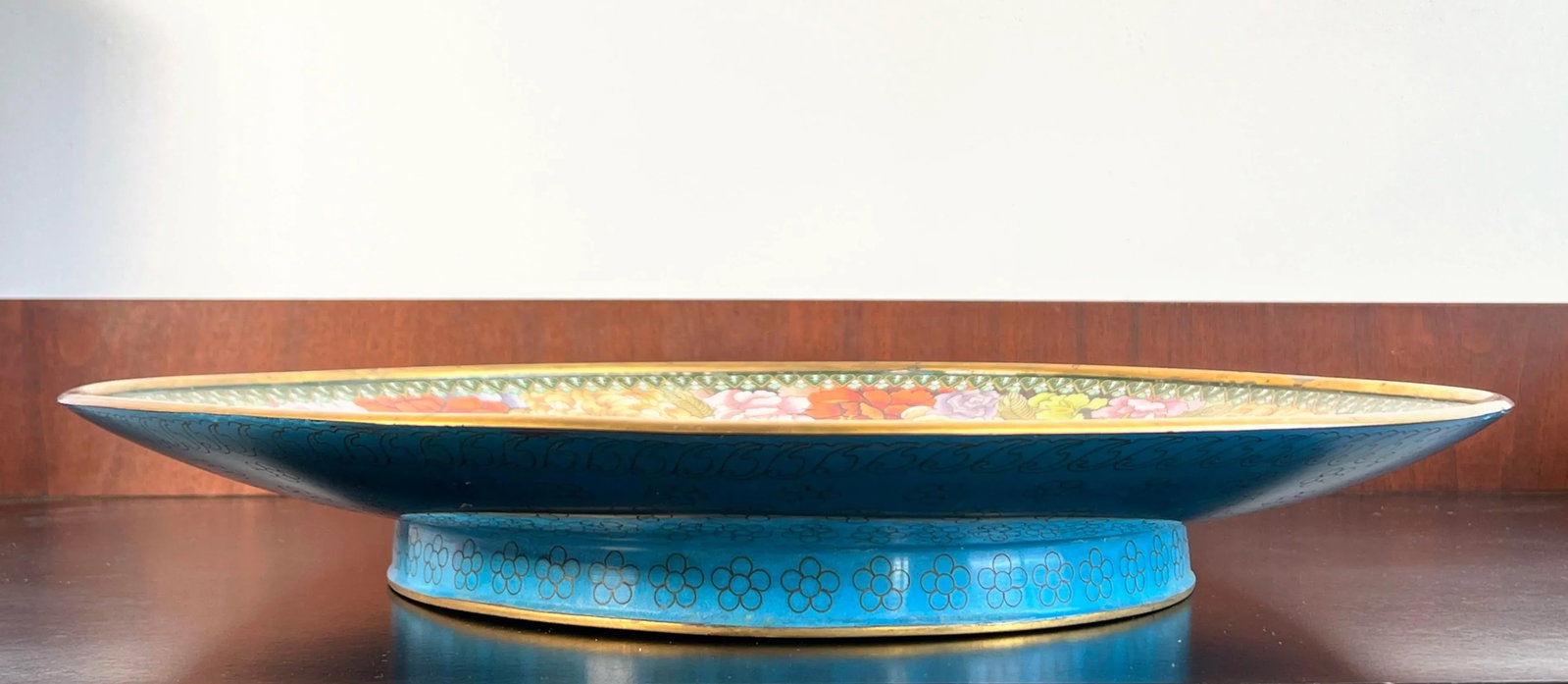 Monumental Antique 1920's Chinese Imperial Cloisonne Serving Tray / Charger - 9