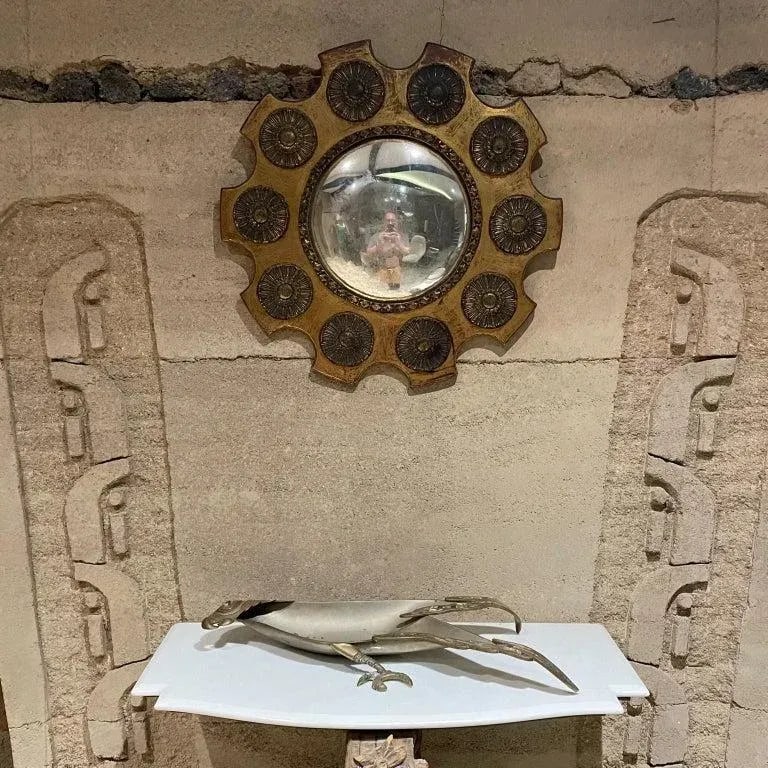 1970s Handwrought Parrot Dish Metal Stone Style Los Castillo Mexico - 11