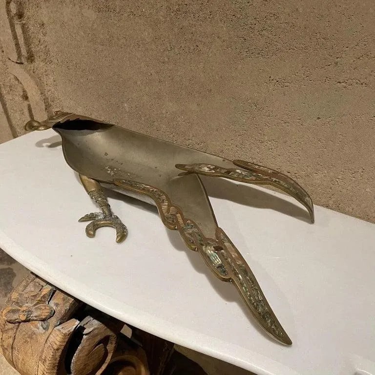 1970s Handwrought Parrot Dish Metal Stone Style Los Castillo Mexico - 3