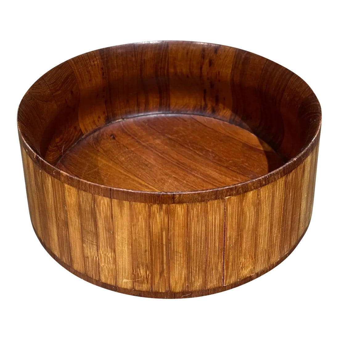 1960s Dansk Designs Teak and Bamboo Salad Bowl Jens Quistgaard: AMBIANIC presents 1960s Dansk Teak and Bamboo Salad Bowl by Jens Quistgaard Dansk Design IHQ Denmark 5 x 11.75 Maker stamped. Preowned original vintage unrestored condition See all images provided. Co
