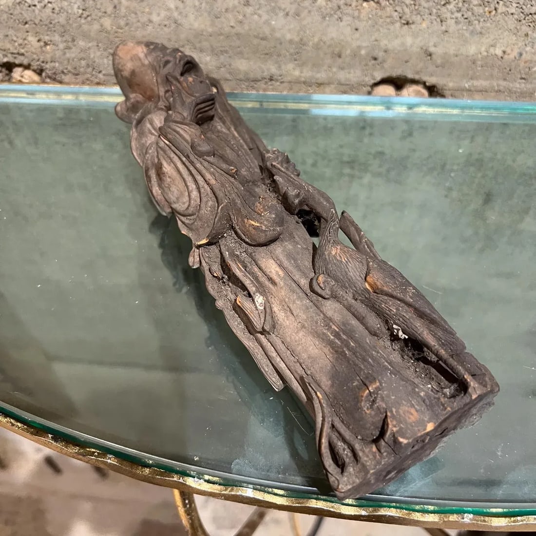 Asian Hand Carved Wood Sculpture Star of Longevity ShÃ²u XÄ«ng - 4