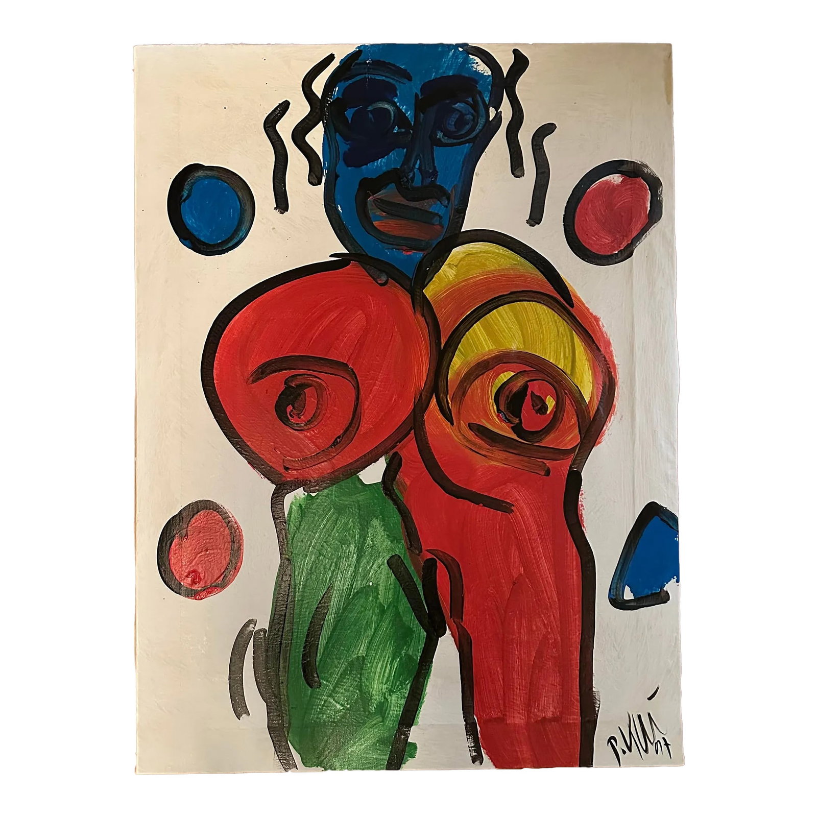 Peter Keil Original Painting, 1997 - Junge Wilde Collection: Peter Keil is a German artist who focuses primarily on abstract expressionism. Keil painted with some of the greats, including Joan Miró, Pablo Picasso, and Andy Warhol, to name a few. This is a