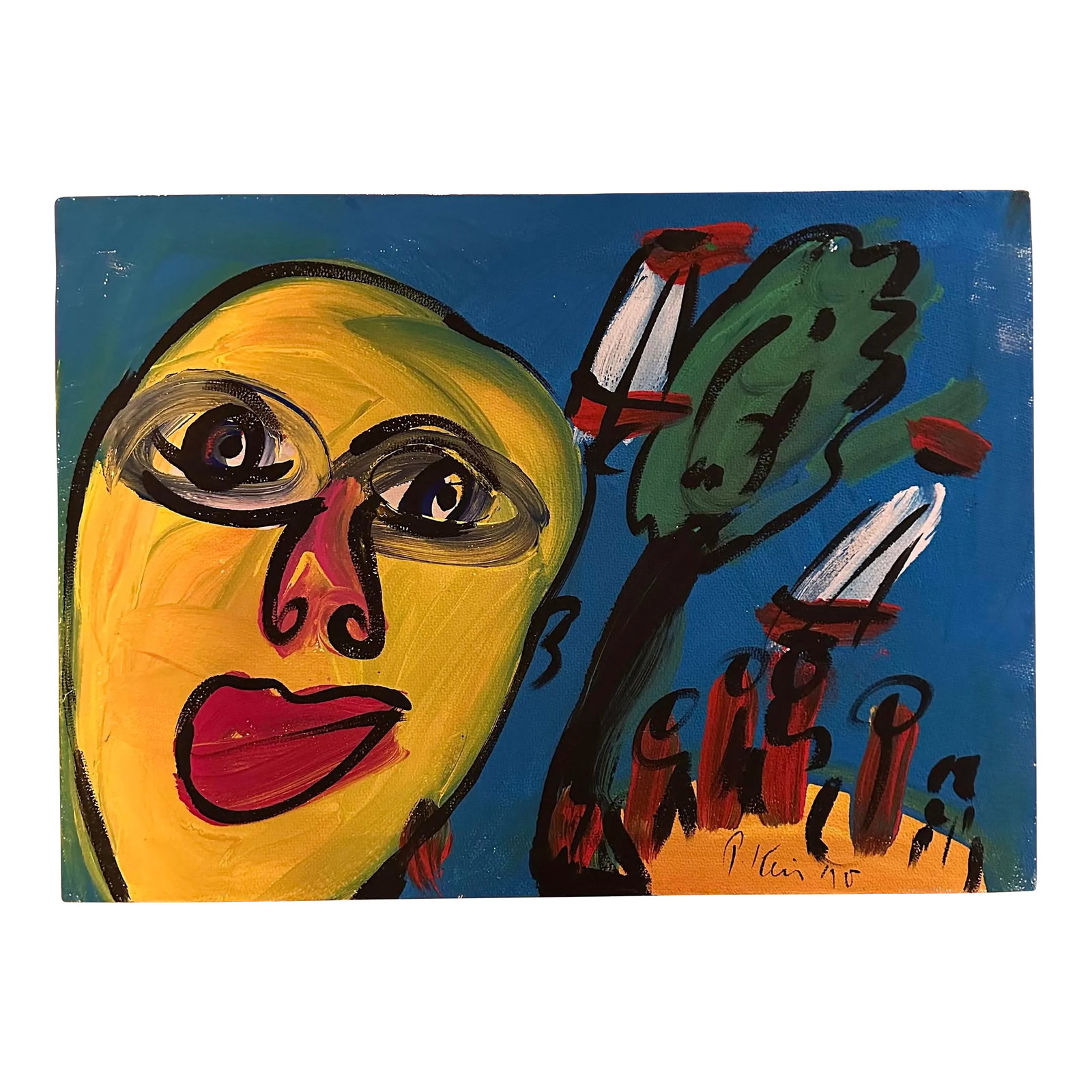 Peter Keil, 1990 - Junge Wilde Collection: Peter Keil is a German artist who focuses primarily on abstract expressionism. Keil painted with some of the greats, including Joan Miró, Pablo Picasso, and Andy Warhol, to name a few. This is a