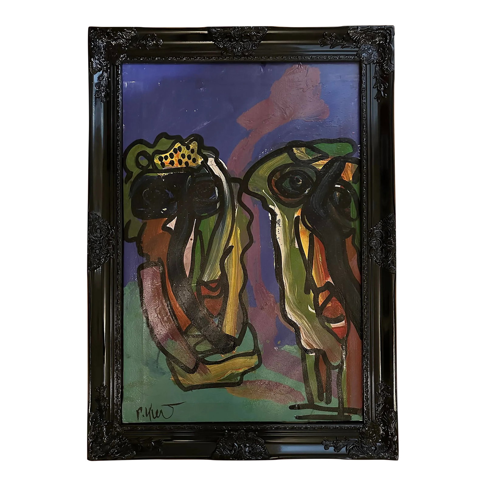 Peter Keil Original Painting - Junge Wilde Collection: *This piece does not come with the frame* Peter Keil is a German artist who focuses primarily on abstract expressionism. Keil painted with some of the greats, including Joan Miró, Pablo Picasso