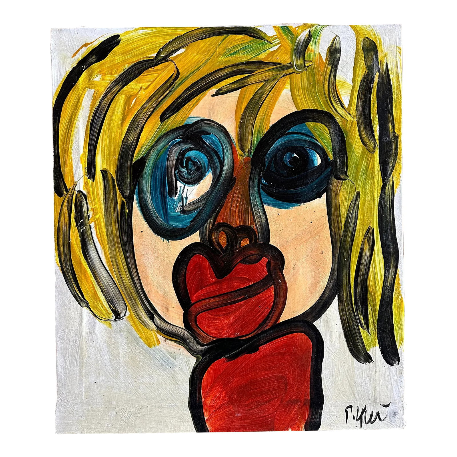 Peter Keil Abstract Portrait Painting - Junge Wilde Collection: Peter Keil is a German artist who focuses primarily on abstract expressionism. Keil painted with some of the greats, including Joan Miró, Pablo Picasso, and Andy Warhol, to name a few. This is a