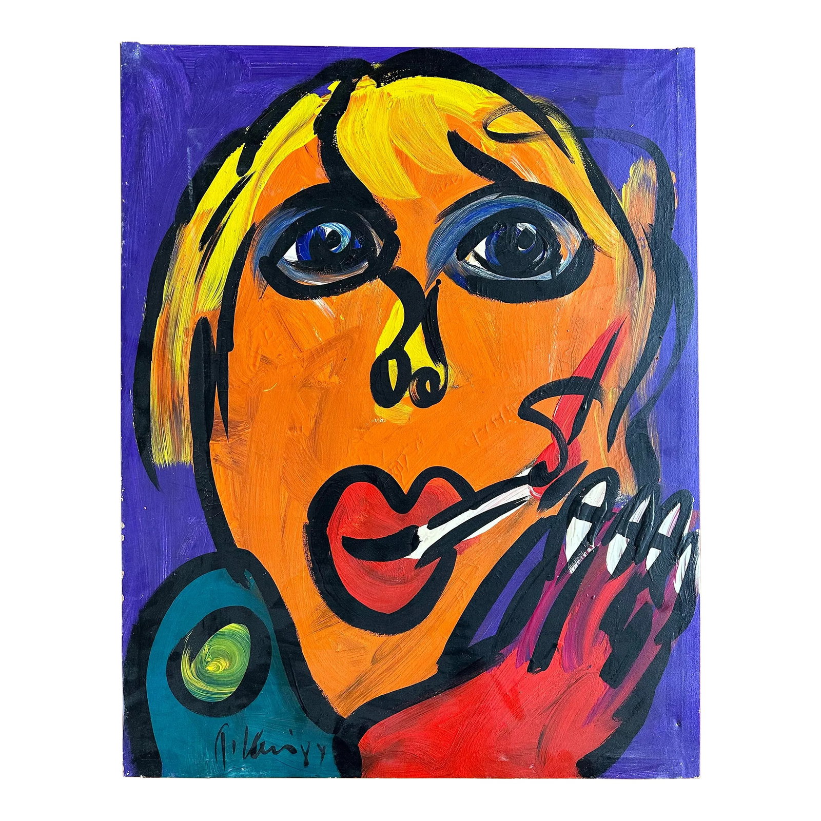 Peter Keil, 1987 - Junge Wilde Collection: Peter Keil is a German artist who focuses primarily on abstract expressionism. Keil painted with some of the greats, including Joan Miró, Pablo Picasso, and Andy Warhol, to name a few. This is a