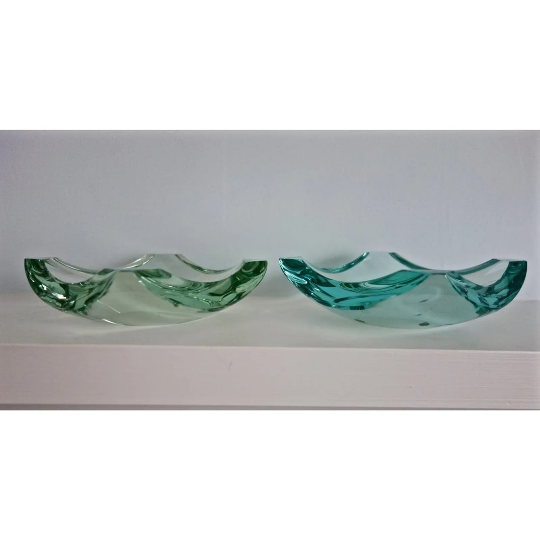 Erwin Burger Fontana Arte Glass Dishes - a Pair - 3