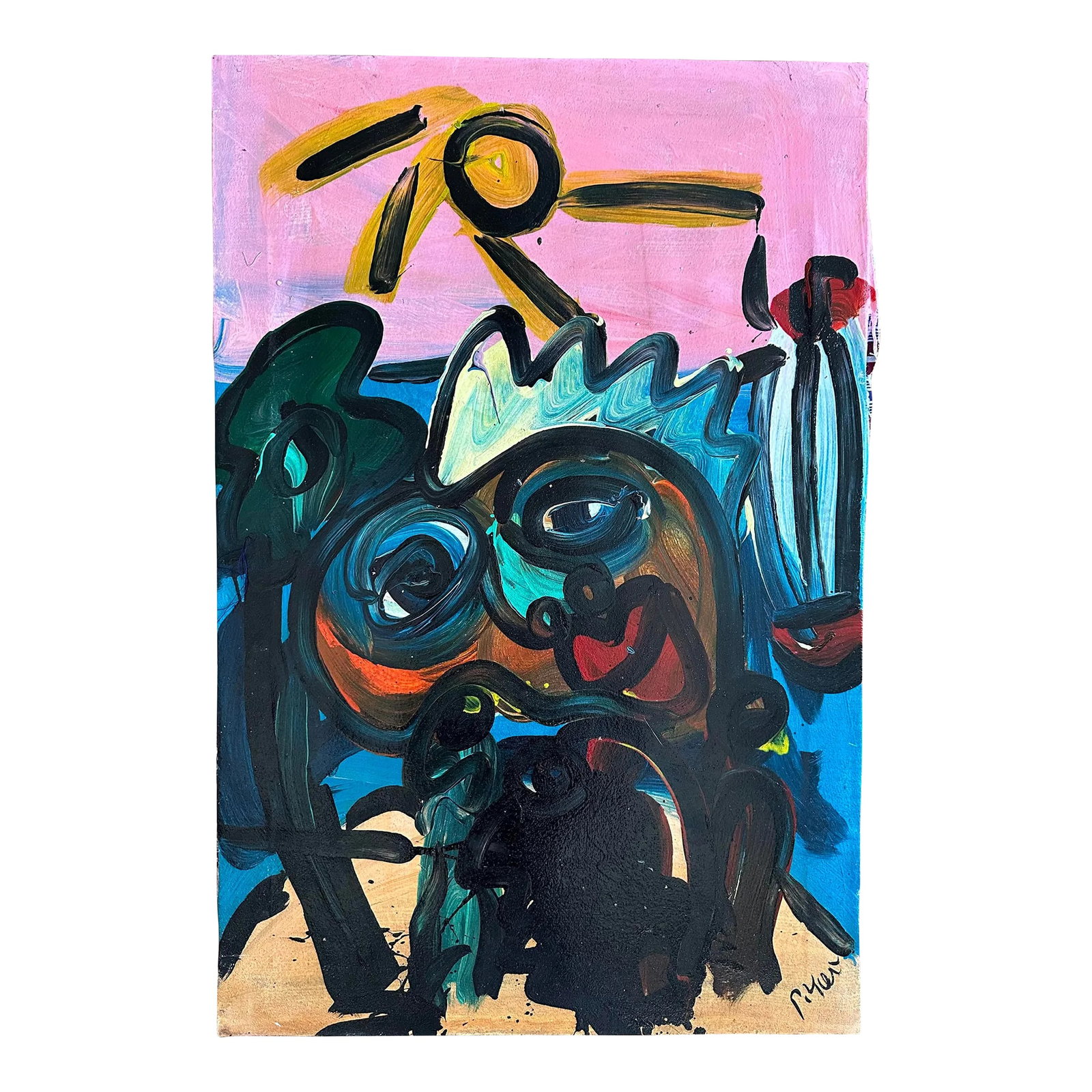 Peter Keil Original Painting - Junge Wilde Collection: Peter Keil is a German artist who focuses primarily on abstract expressionism. Keil painted with some of the greats, including Joan Miró, Pablo Picasso, and Andy Warhol, to name a few. This is a