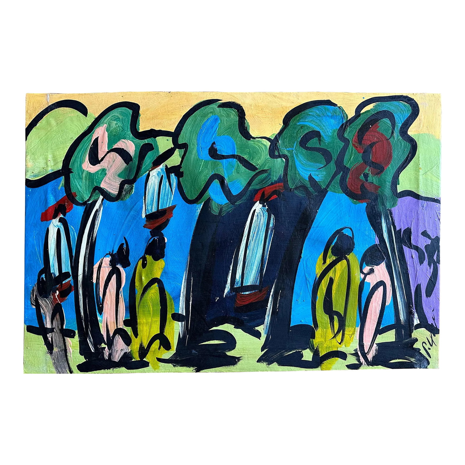 Original Peter Keil Sailboat Painting - Junge Wilde Collection: Peter Keil is a German artist who focuses primarily on abstract expressionism. Keil painted with some of the greats, including Joan Miró, Pablo Picasso, and Andy Warhol, to name a few. This is a