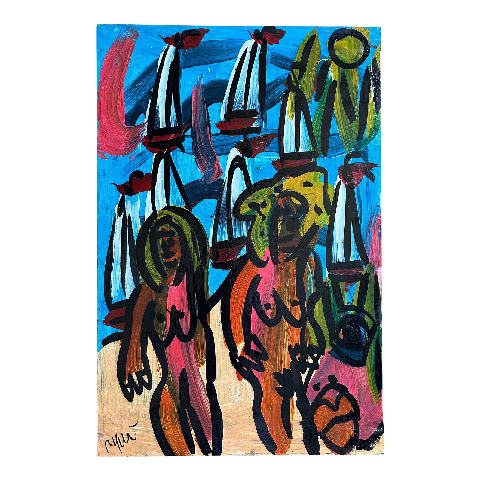 Peter Keil Original Painting - Junge Wilde Collection: Peter Keil is a German artist who focuses primarily on abstract expressionism. Keil painted with some of the greats, including Joan Miró, Pablo Picasso, and Andy Warhol, to name a few. This is a