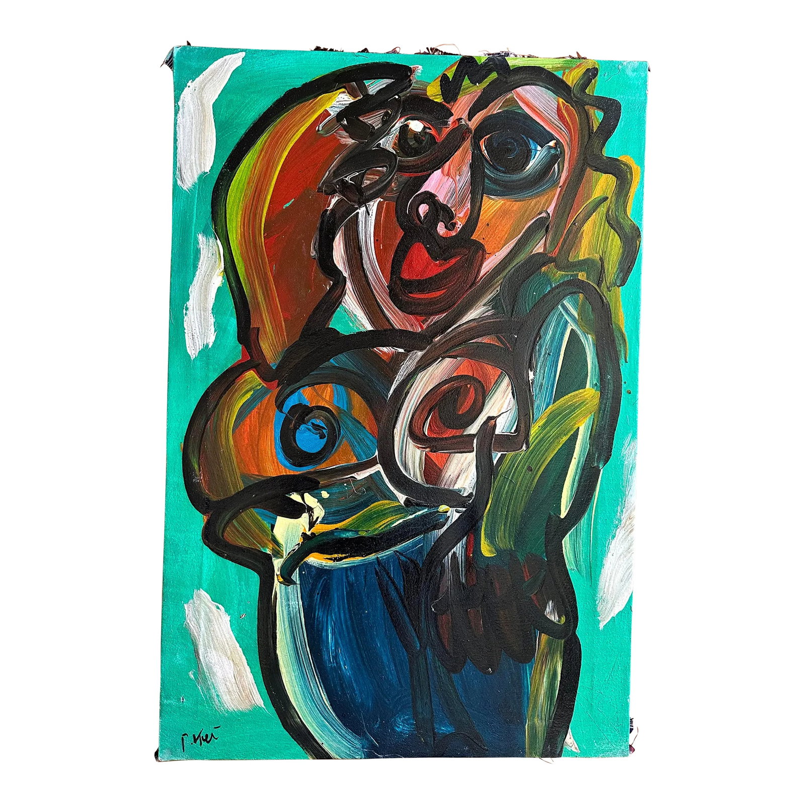 Original Peter Keil Painting - Junge Wilde Collection: Peter Keil is a German artist who focuses primarily on abstract expressionism. Keil painted with some of the greats, including Joan Miró, Pablo Picasso, and Andy Warhol, to name a few. This is a