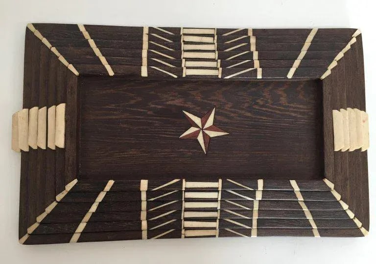 Vintage Anglo-Indian Stacking Wood Trays With Inlay - Set of 6 - 12