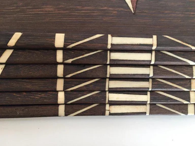 Vintage Anglo-Indian Stacking Wood Trays With Inlay - Set of 6 - 5