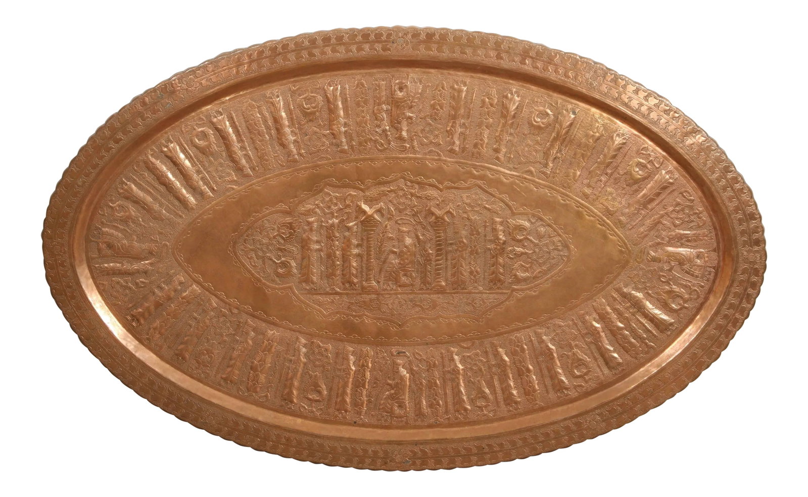 Large Persian Oval Decorative Copper Tray (1 of 8)