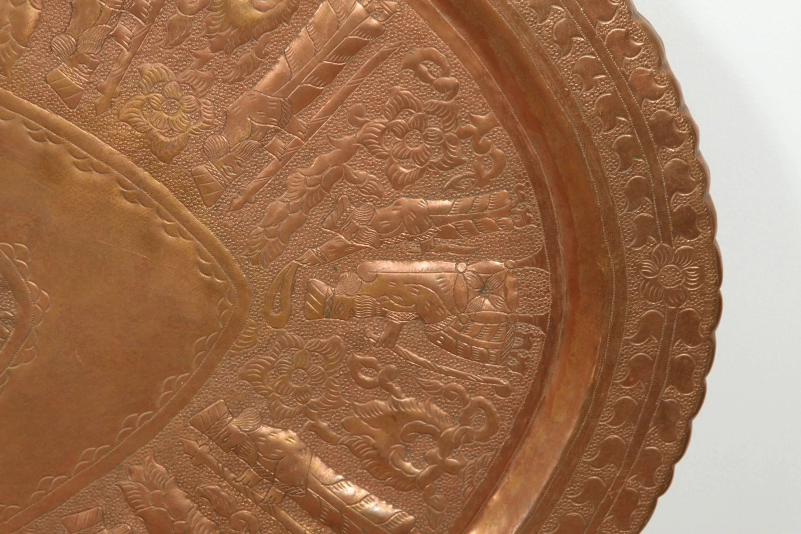 Large Persian Oval Decorative Copper Tray - 6