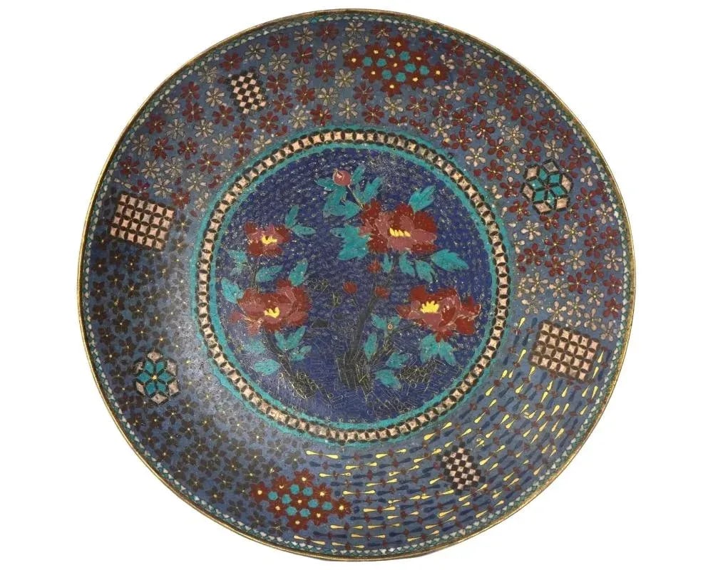 Large Antique Japanese Cloisonne Enamel Plate - 2
