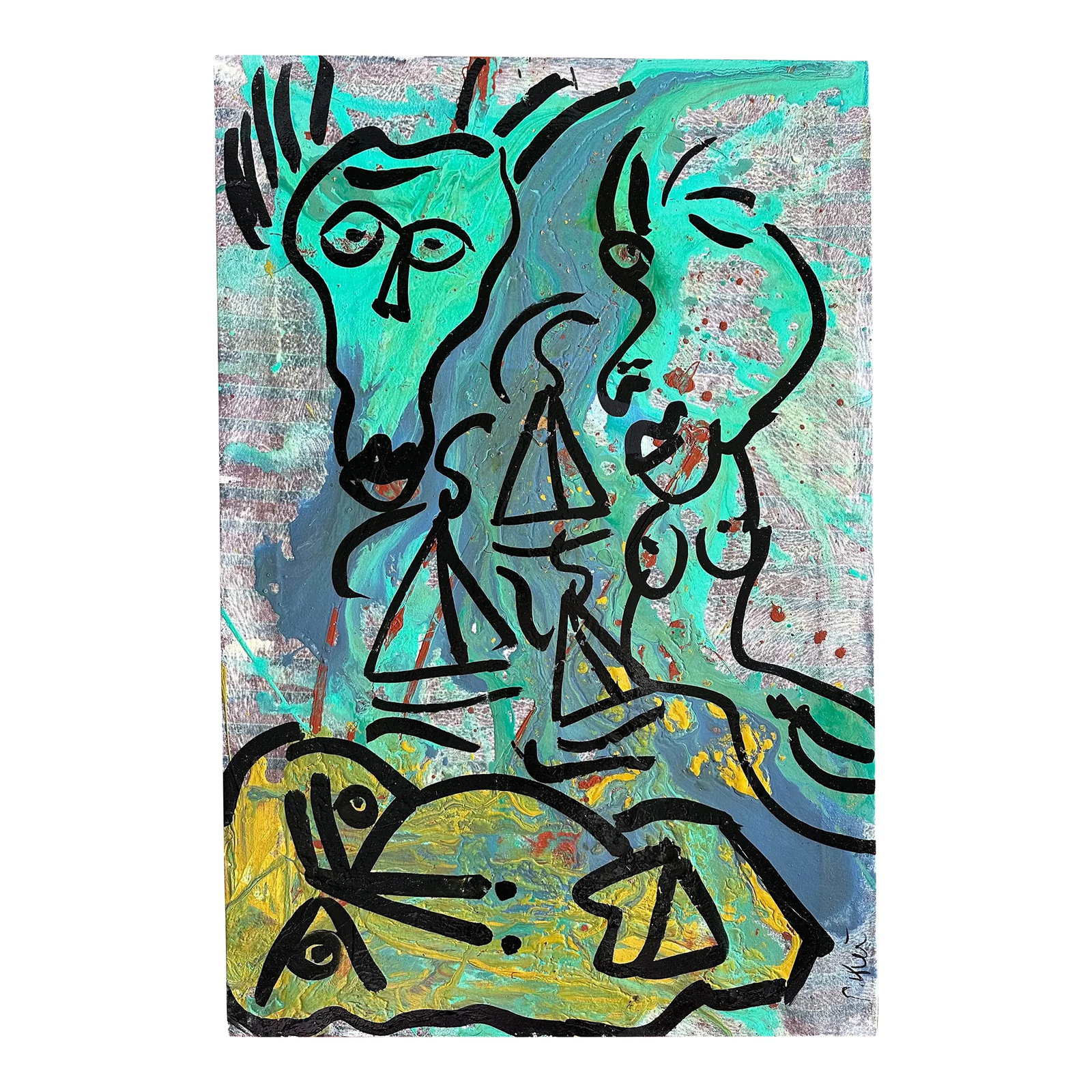 Original Peter Keil Painting - Junge Wilde Collection: Peter Keil is a German artist who focuses primarily on abstract expressionism. Keil painted with some of the greats, including Joan Miró, Pablo Picasso, and Andy Warhol, to name a few. This is a