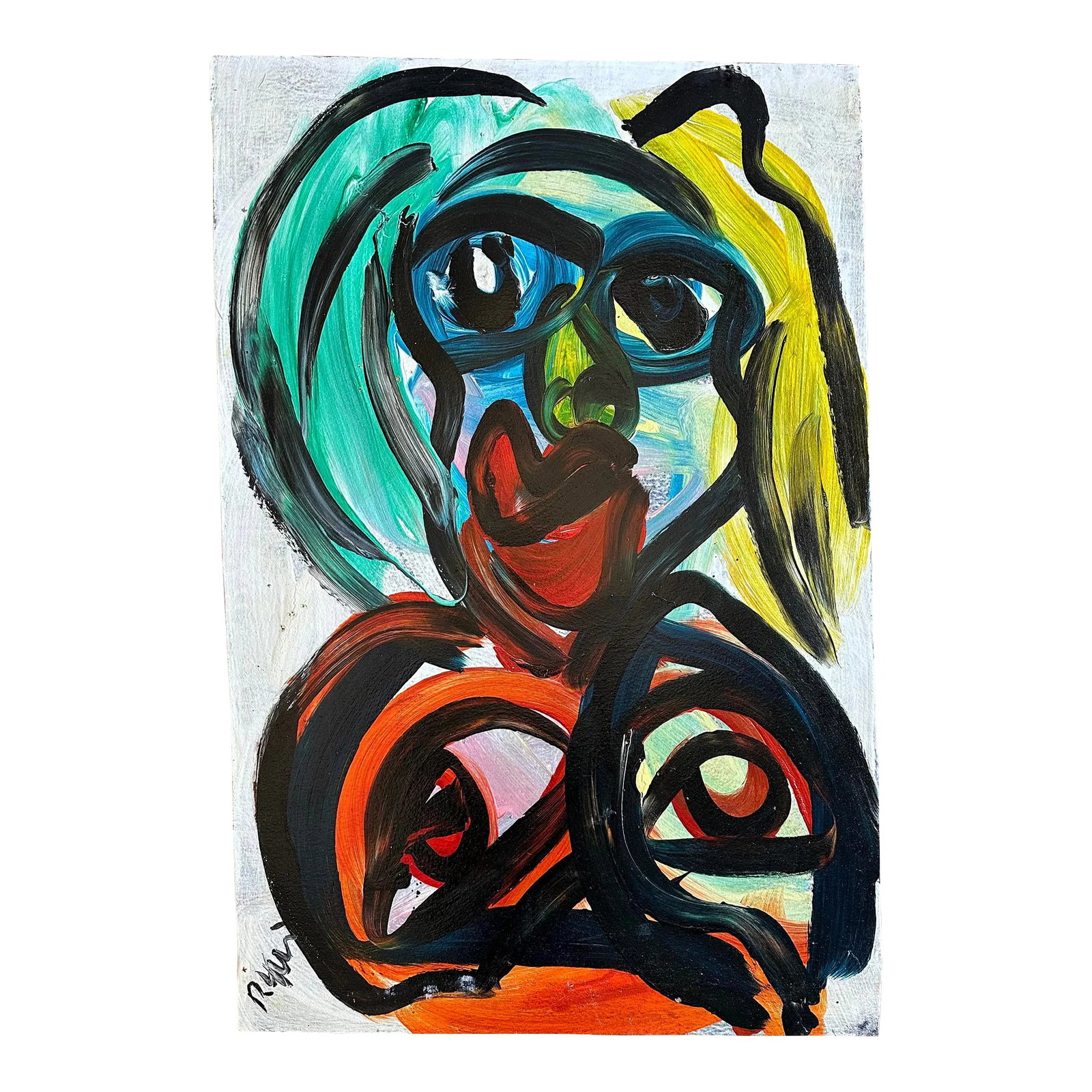 Peter Keil Abstract Portrait Painting - Junge Wilde Collection: Peter Keil is a German artist who focuses primarily on abstract expressionism. Keil painted with some of the greats, including Joan Miró, Pablo Picasso, and Andy Warhol, to name a few. This is a