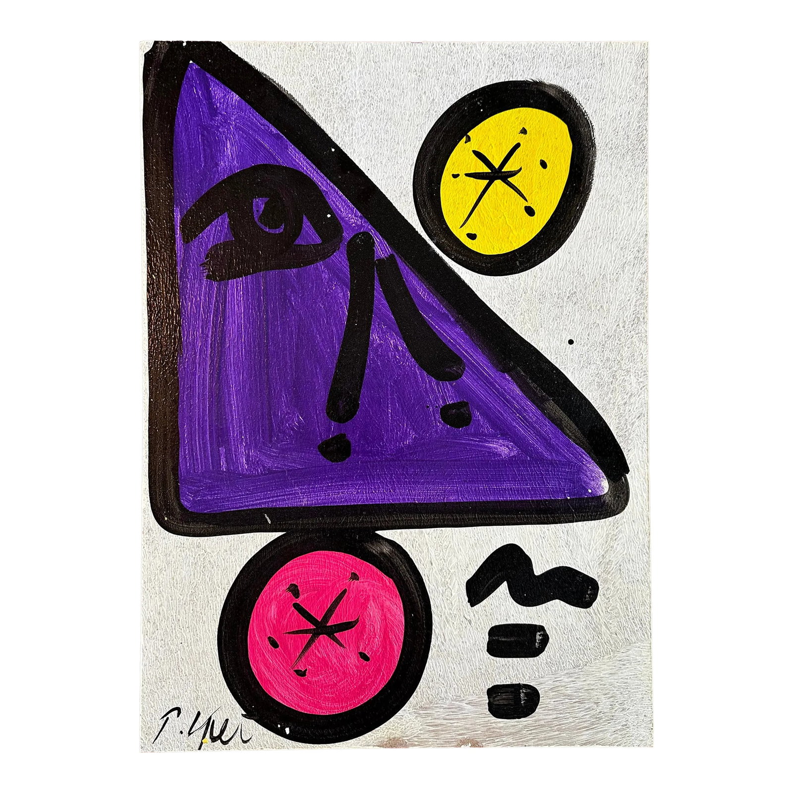 Mirovian Style Original Peter Keil Painting: Peter Keil is a German artist who focuses primarily on abstract expressionism. Keil painted with some of the greats, including Joan Miró, Pablo Picasso, and Andy Warhol, to name a few. This is a