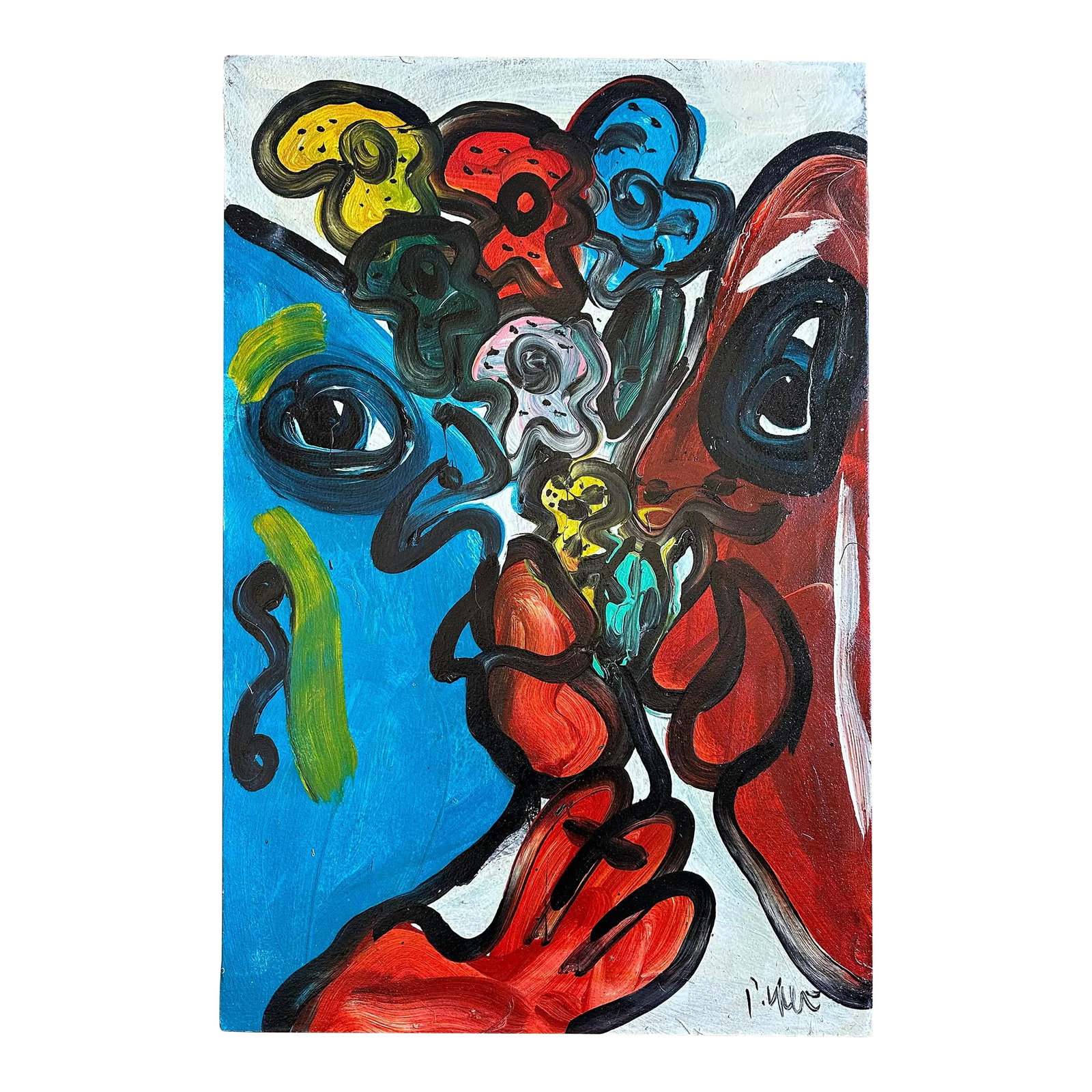 Peter Keil Original Painting - Junge Wilde Collection: Peter Keil is a German artist who focuses primarily on abstract expressionism. Keil painted with some of the greats, including Joan Miró, Pablo Picasso, and Andy Warhol, to name a few. This is a 