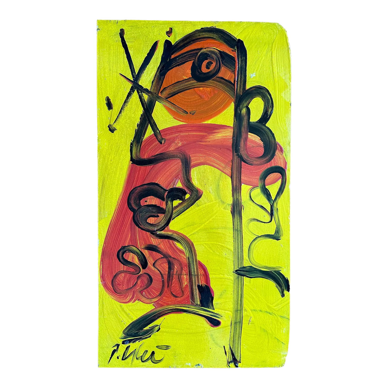 Original Peter Keil Painting, Abstract Portrait - Junge Wilde Collection: Peter Keil is a German artist who focuses primarily on abstract expressionism. Keil painted with some of the greats, including Joan Miró, Pablo Picasso, and Andy Warhol, to name a few. This is a