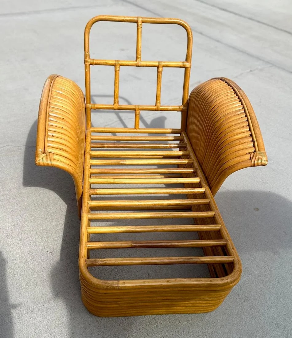 Vintage Paul Frankl Rattan Chaise Lounge - 4