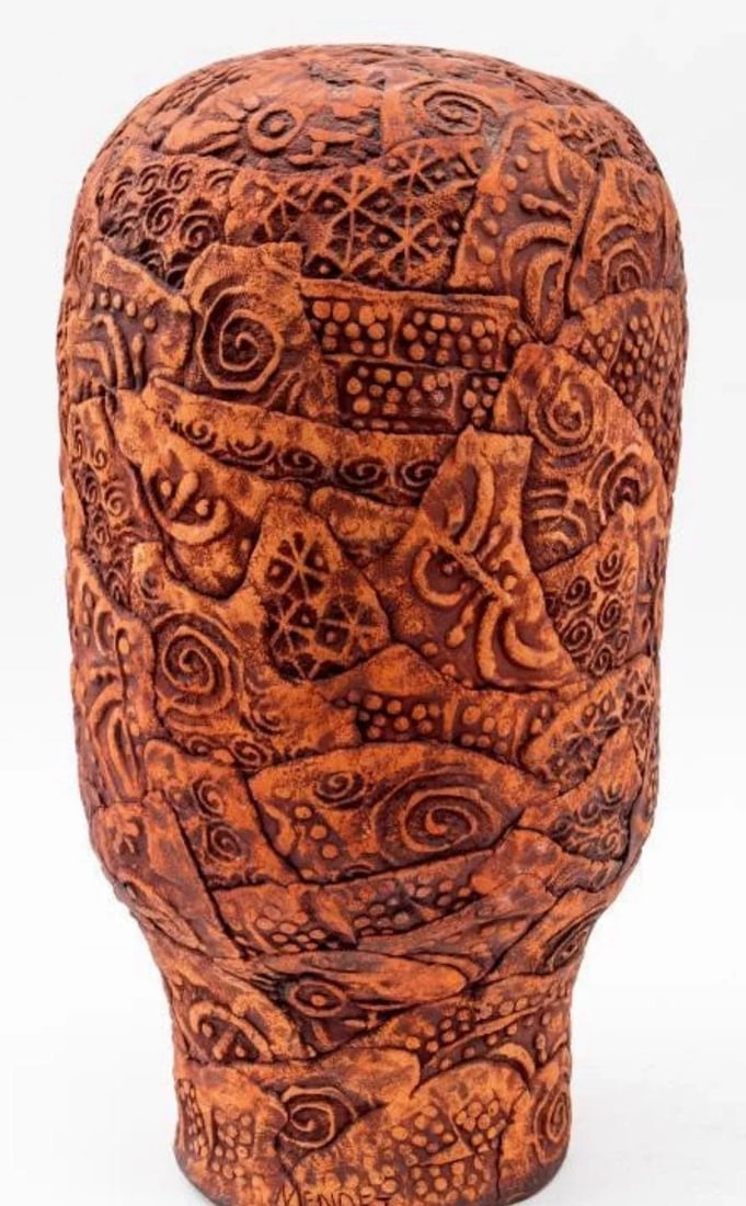 Vintage Carved Ceramic Head Sculpture by Louis Mendez - 4