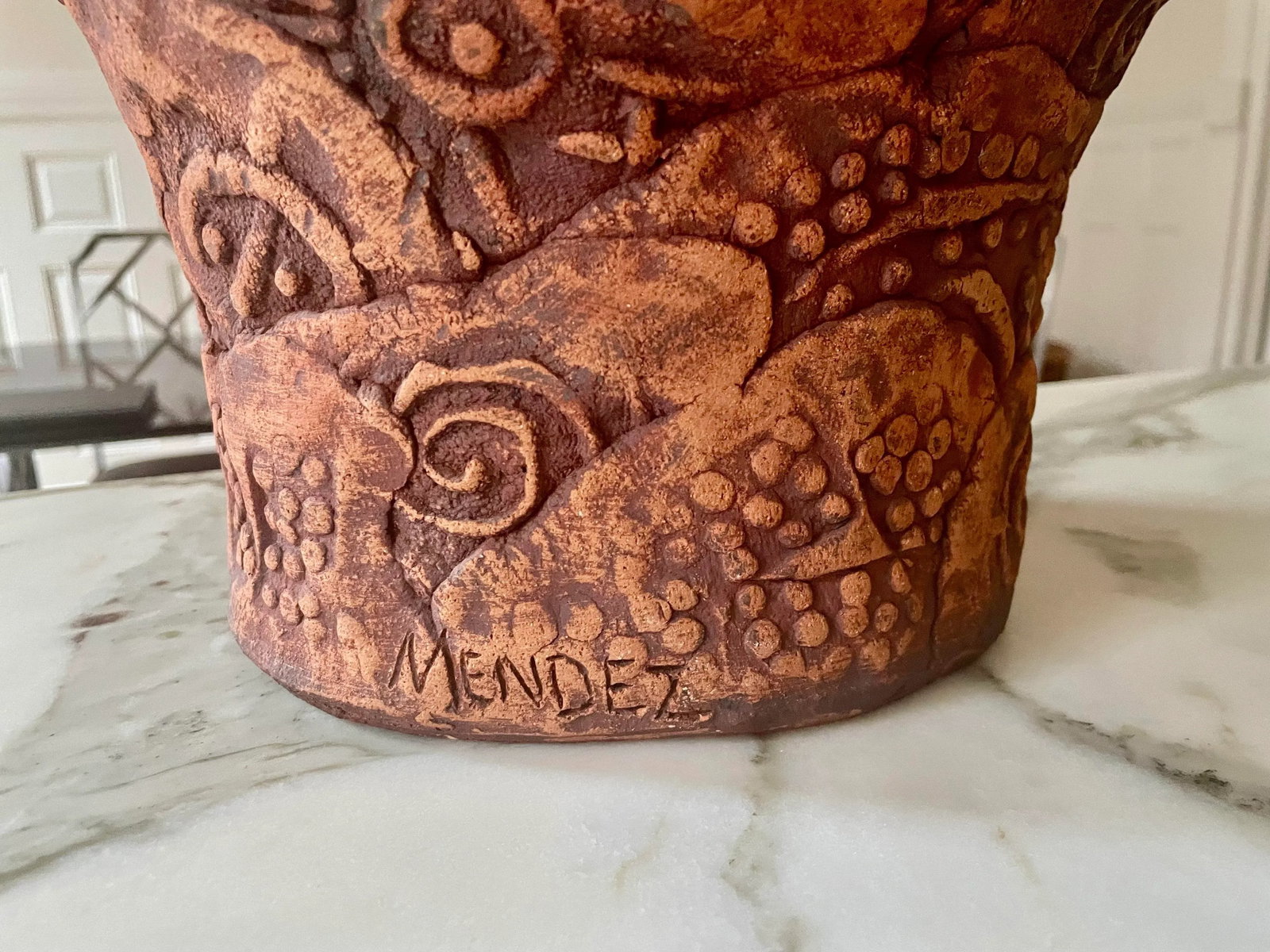 Vintage Carved Ceramic Head Sculpture by Louis Mendez - 6