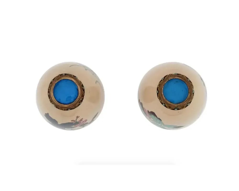 Late 19th Century A Pair of Barrel Shaped Japanese Meiji Cloisonne Enamel Butterfly Vases - 5