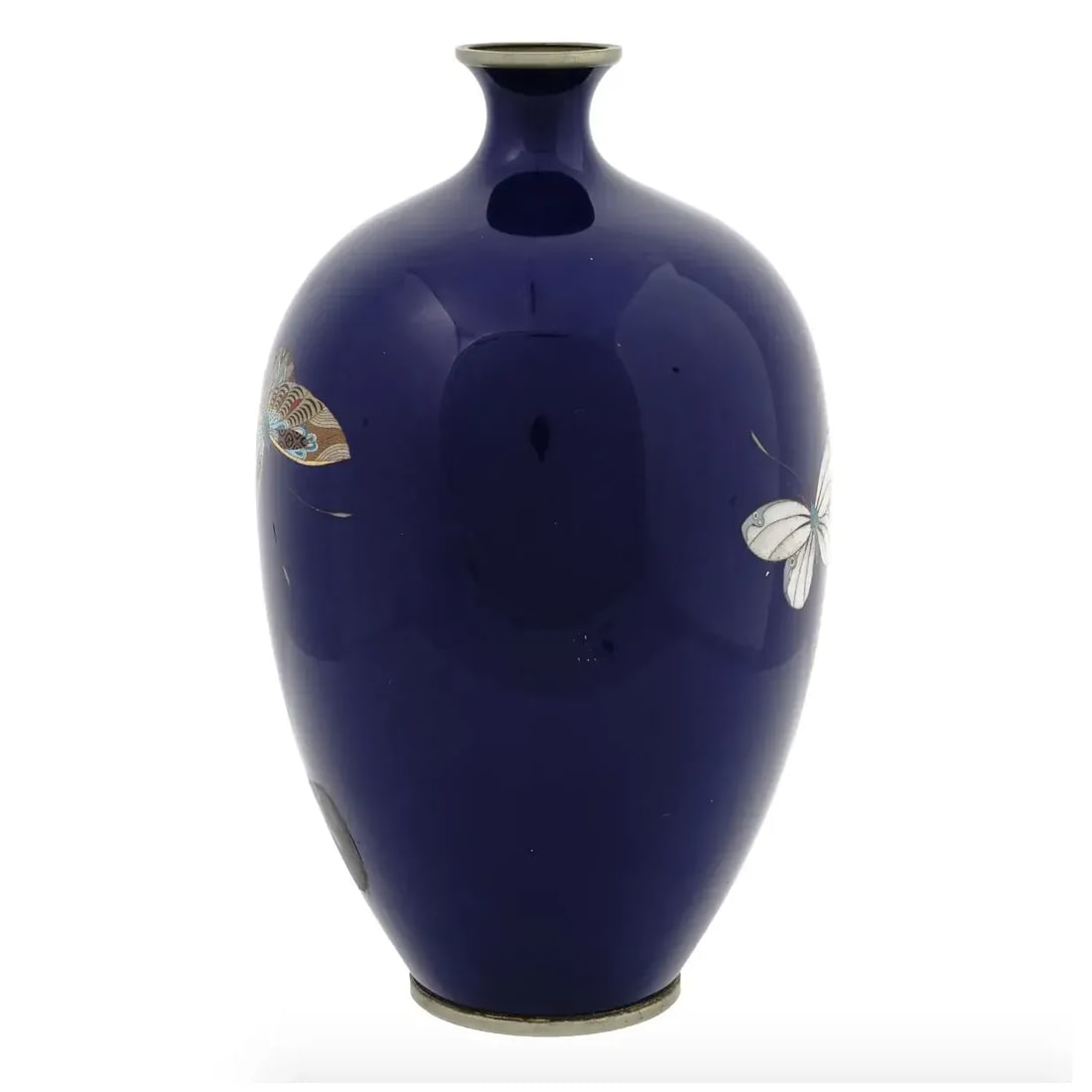 Late 19th Century Large Antique Meiji Japanese Cloisonne Enamel Butterflies Vase - 2