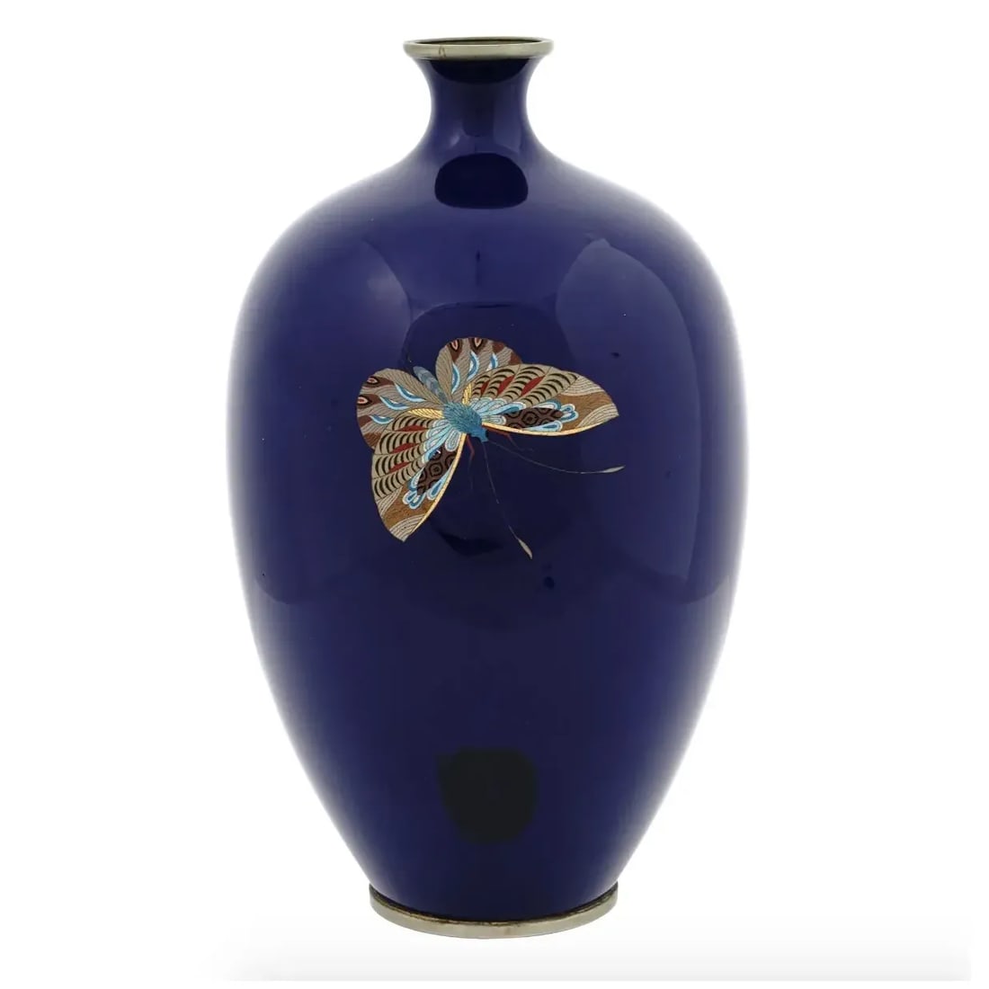 Late 19th Century Large Antique Meiji Japanese Cloisonne Enamel Butterflies Vase - 8