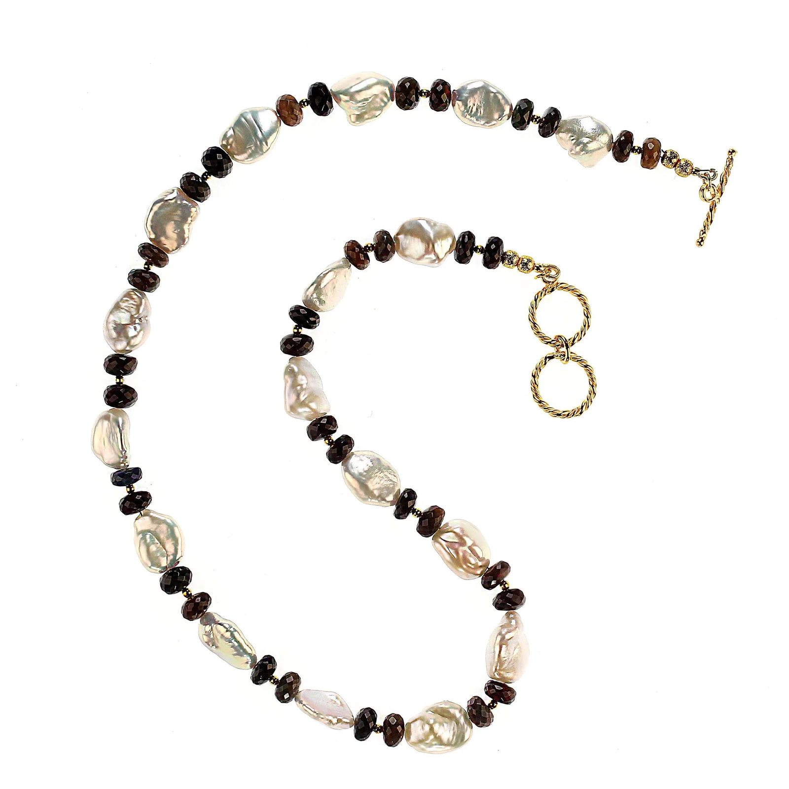 Black Opal and White Keshi Pearl Necklace - 4